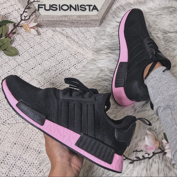 black adidas with pink soles
